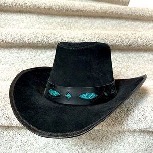 Black Cowboy Hat w turquoise detailing